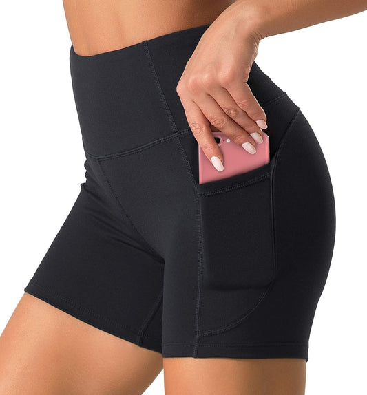 Women's High Waist Workout Shorts with 2 Side Pockets