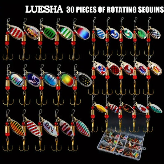 30 Pcs Fishing Lures Spinner Baits